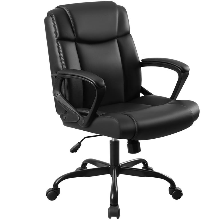 PU Leather Modern Mid-Back Office Chair Adjustable Swivel Soft