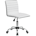thumbnail image 1 of Lacoo Task Chair Desk Chair Mid Back Armless Vanity Chair Swivel Office Rolling Leather Computer Chairs Ribbed Adjustable Conference Chair (White), 1 of 7