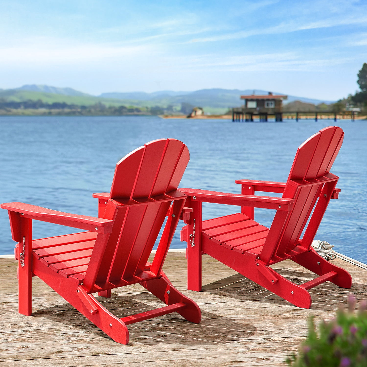 Lacoo Folding Adirondack Chair All Weather Resistant Resin Outdoor