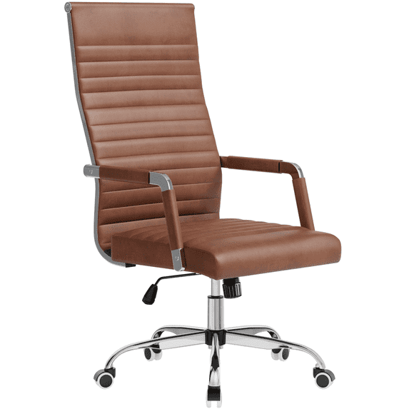 Lacoo High-Back Office Desk Chair Faux Leather Executive Chair with Lumbar Support, Brown