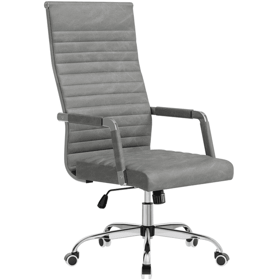 Lacoo High-Back Office Desk Chair Faux Leather Executive Chair with Lumbar Support, Gray