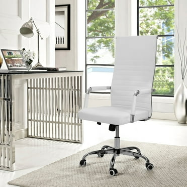 Lacoo High-Back Office Desk Chair Faux Leather Executive Chair with Lumbar Support, White
