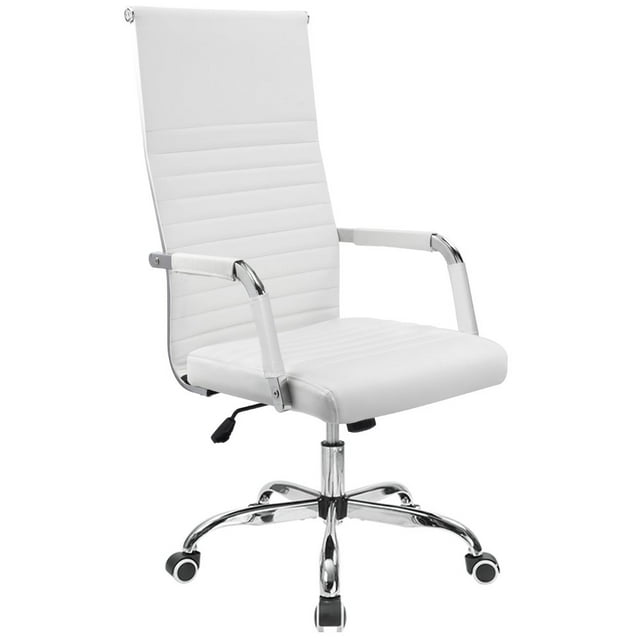 Lacoo High-Back Office Desk Chair Faux Leather Executive Chair with Lumbar Support, White