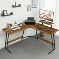 thumbnail image 1 of Lacoo Home Office Writing Desk Modern L-Shape Computer Desk, Brown, 1 of 8