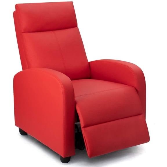 Lacoo Home Theater Recliner, Thickened Foam, Faux Leather, Red