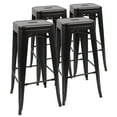 thumbnail image 1 of Lacoo Indoor-Outdoor 30" Modern Tolix Style Metal Backless Light Weight Bar Stools with Square Seat, Black, 1 of 3