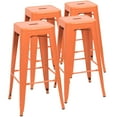 thumbnail image 1 of Lacoo Indoor-Outdoor 30'' Modern Tolix Style Metal Backless Light Weight Bar Stools with Square Seat, Orange, 1 of 8