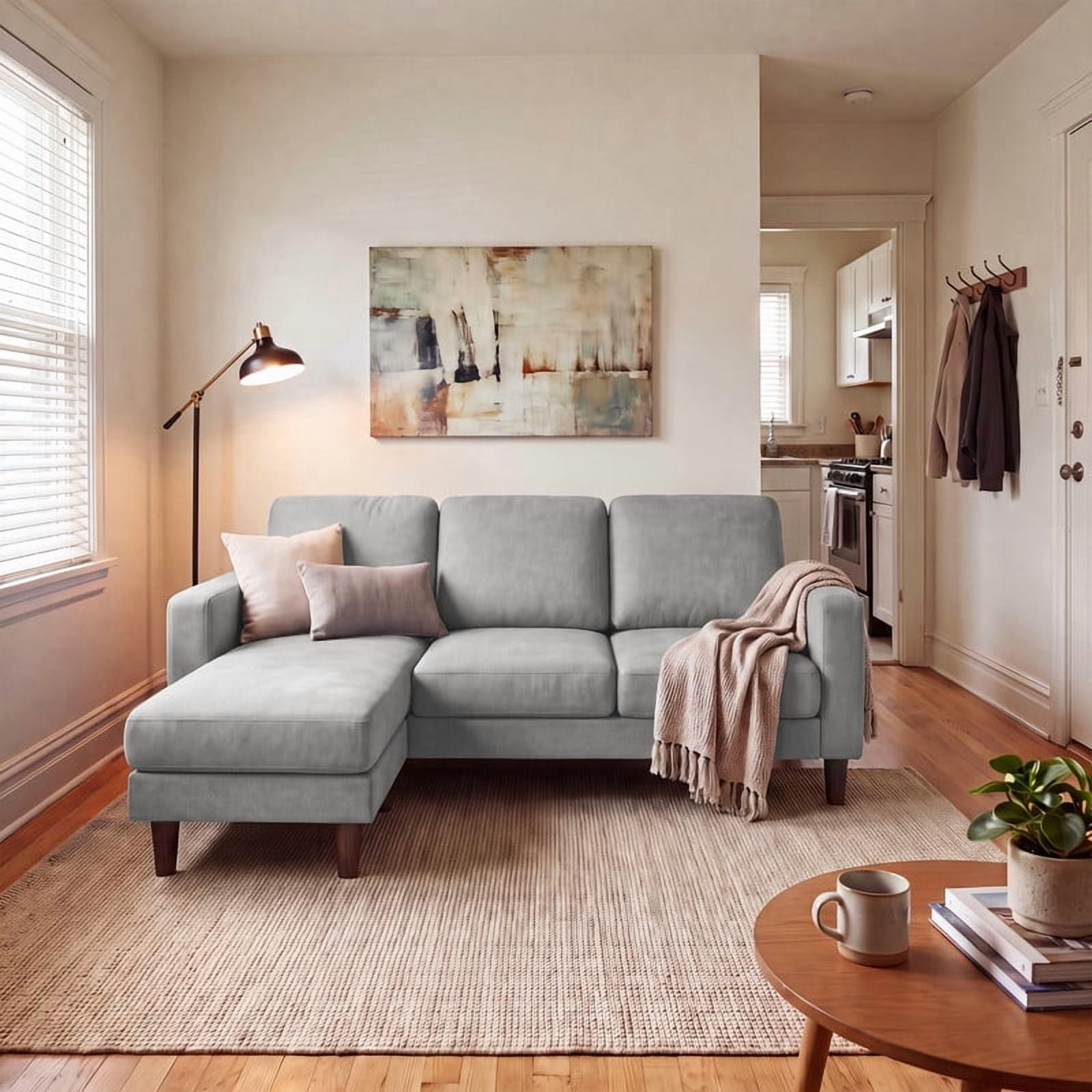 Lacoo L-Shaped Sofa Couch, 72" Modern Reversible Chaise Cloud Sofa with Cushions for Living Room, Apartment and Small Space, Gray