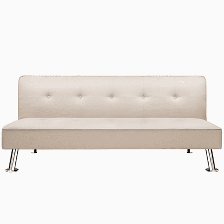 Lacoo Linen Futon Sofa Bed Modern Convertible Fabric Folding Recliner Lounge Couch for Living Room, Beige