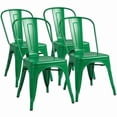 thumbnail image 1 of Lacoo Metal Dining Chairs Set of 4, Stackable Indoor Tolix Trattoria Side Chairs with Backrest for Kitchen Bistro Cafe, Green, 1 of 7