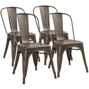 Lacoo Metal Dining Chair Indoor Use Stackable Classic Trattoria Chair Chic Dining Bistro Cafe Side Metal Chairs Set of 4, Gunmetal