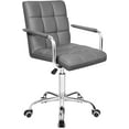 thumbnail image 1 of Lacoo Mid-Back Adjustable Office Desk Chair Faux Leather Ribbed Task Chair with Armrest, Gray, 1 of 7