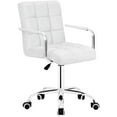 thumbnail image 1 of Lacoo Mid-Back Adjustable Office Desk Chair Faux Leather Ribbed Task Chair with Armrest, White, 1 of 8