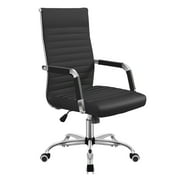 Lacoo Mid-Back Faux Leather Office Desk Chair Executive Conference Task Chair with Arms, Black