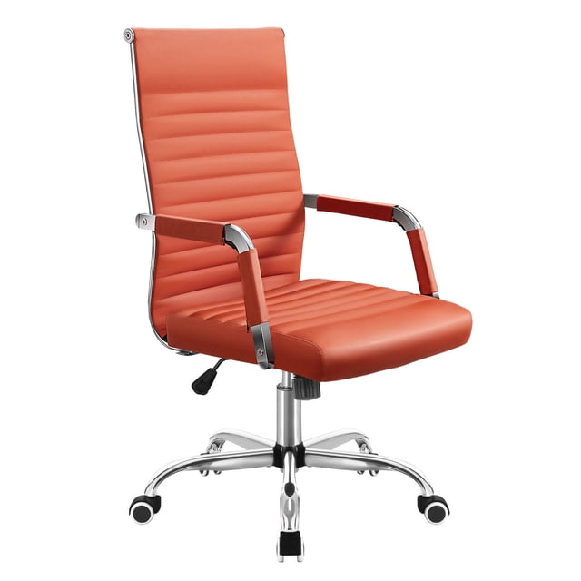 Lacoo Mid-Back Faux Leather Office Desk Chair Executive Conference Task Chair with Arms, Orange