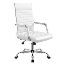 Lacoo Mid-Back Faux Leather Office Desk Chair Executive Conference Task Chair with Arms, White