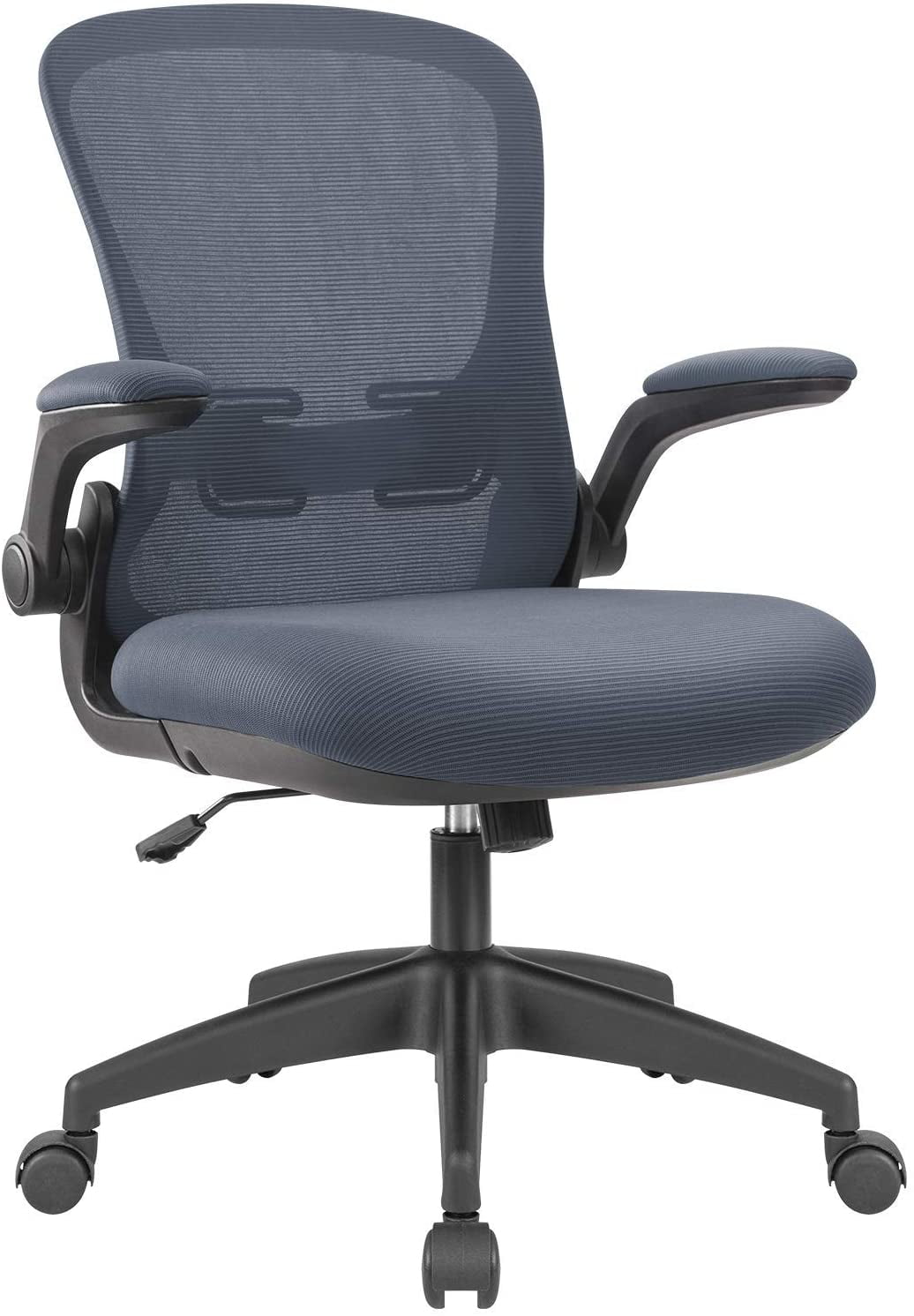 Lacoo Office Gray Mid Back Swivel Lumbar Support Desk, Computer Ergonomic Mesh Chair with Armrest T-OCNC7504
