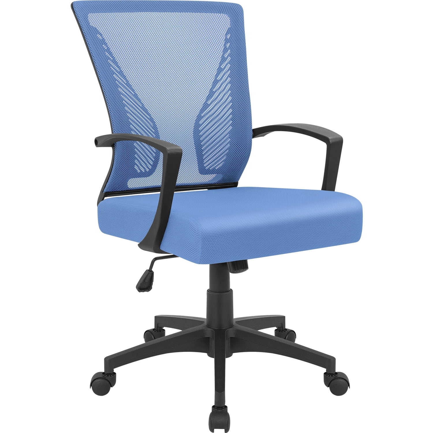 Maykoosh Blue Flip-Top Ergonomic Mesh Drafting Swivel Desk Chair Lumbar Support, Height Adjustable with Foot Ring