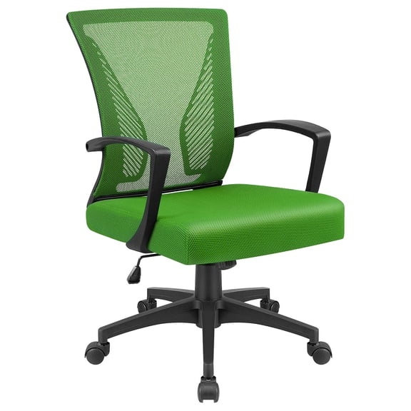 Lacoo Mid-Back Office Desk Ergonomic Mesh Task Chair with Lumbar Support, Light Green