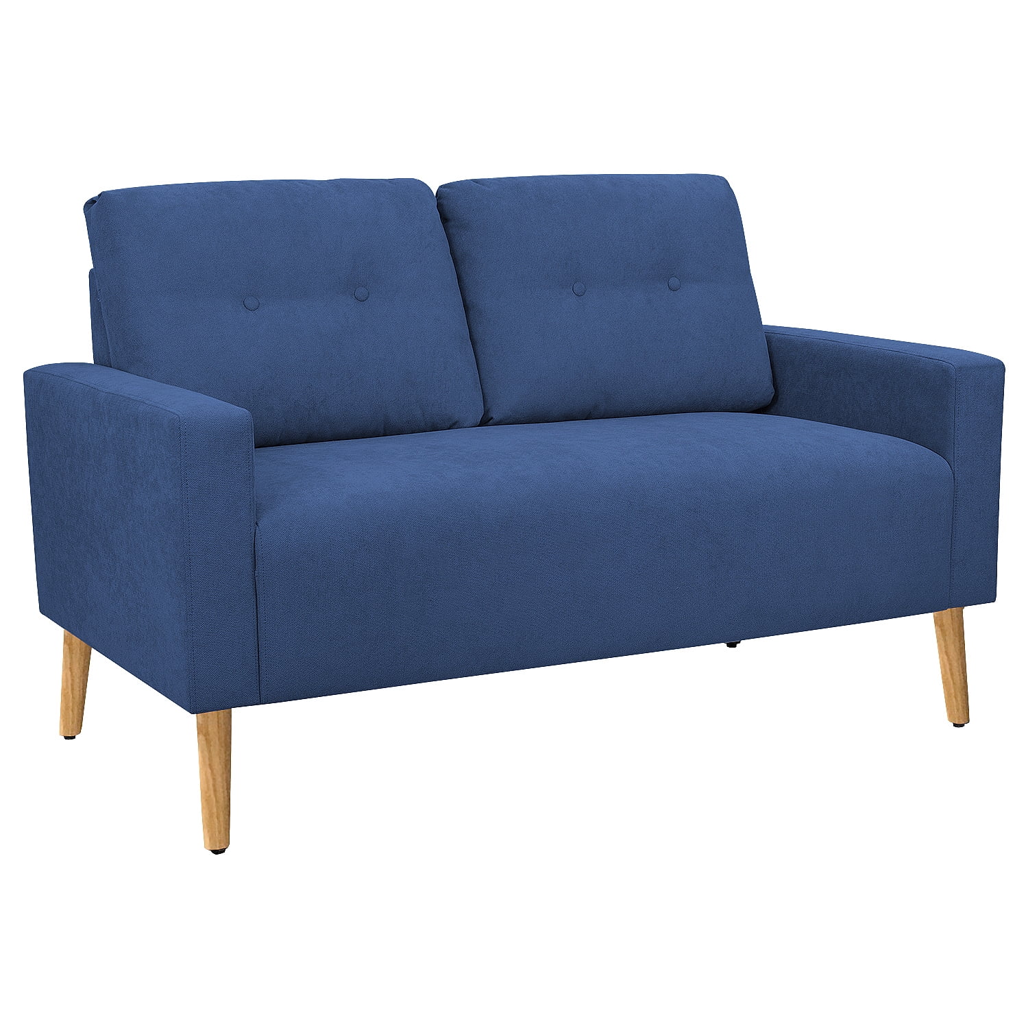 Lacoo Mid-Century Loveseat Sleeper Button Tufted 2 Seater Sofa, Blue Fabric