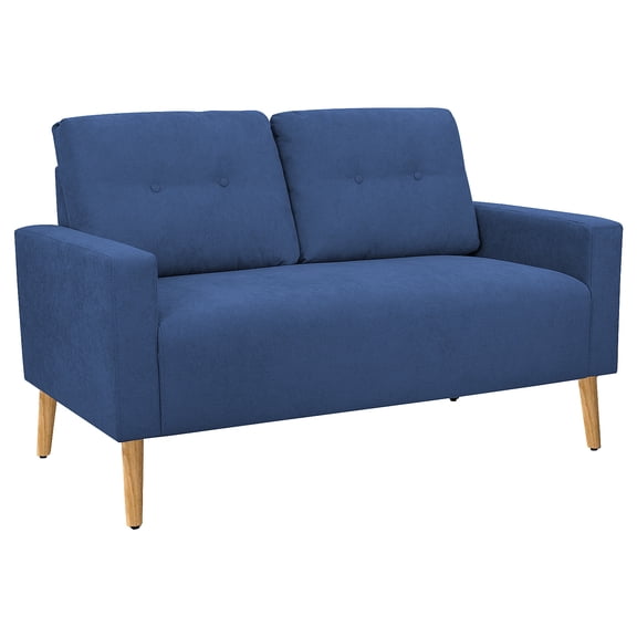 Lacoo Mid-Century Loveseat Sleeper Button Tufted 2 Seater Sofa, Blue Fabric