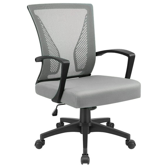 Lacoo Mid-back Mesh Office Chair Desk Chair Computer Task Chair with Lumbar Support and Armrest, Gray