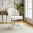 thumbnail image 1 of Lacoo Modern Vanity Chair with Back, Teddy Velvet Desk Chair for Bedroom, Living Room or Study,Small Office Chair,White, 1 of 6