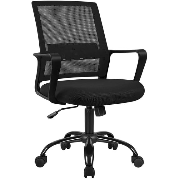 Lacoo Office Chair Ergonomic Mid Back Mesh Desk Chair Modern Task Home Chair with Lumber Support and Armrest, Black