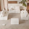 thumbnail image 1 of Lacoo Open Modular Sofa Set, Soft Corduroy Upholstered Modular Sectional Couch with Accent Pillows, Flexible Seating for Family & Guest, Beige, 1 of 7