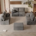 thumbnail image 1 of Lacoo Open Modular Sofa Set, Soft Corduroy Upholstered Modular Sectional Couch with Accent Pillows, Flexible Seating for Family & Guest, Gray, 1 of 7