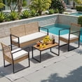 thumbnail image 1 of Lacoo 4 Pieces Patio Furniture Sets Rattan Chair Conversation Sofa for Garden, 1 of 7