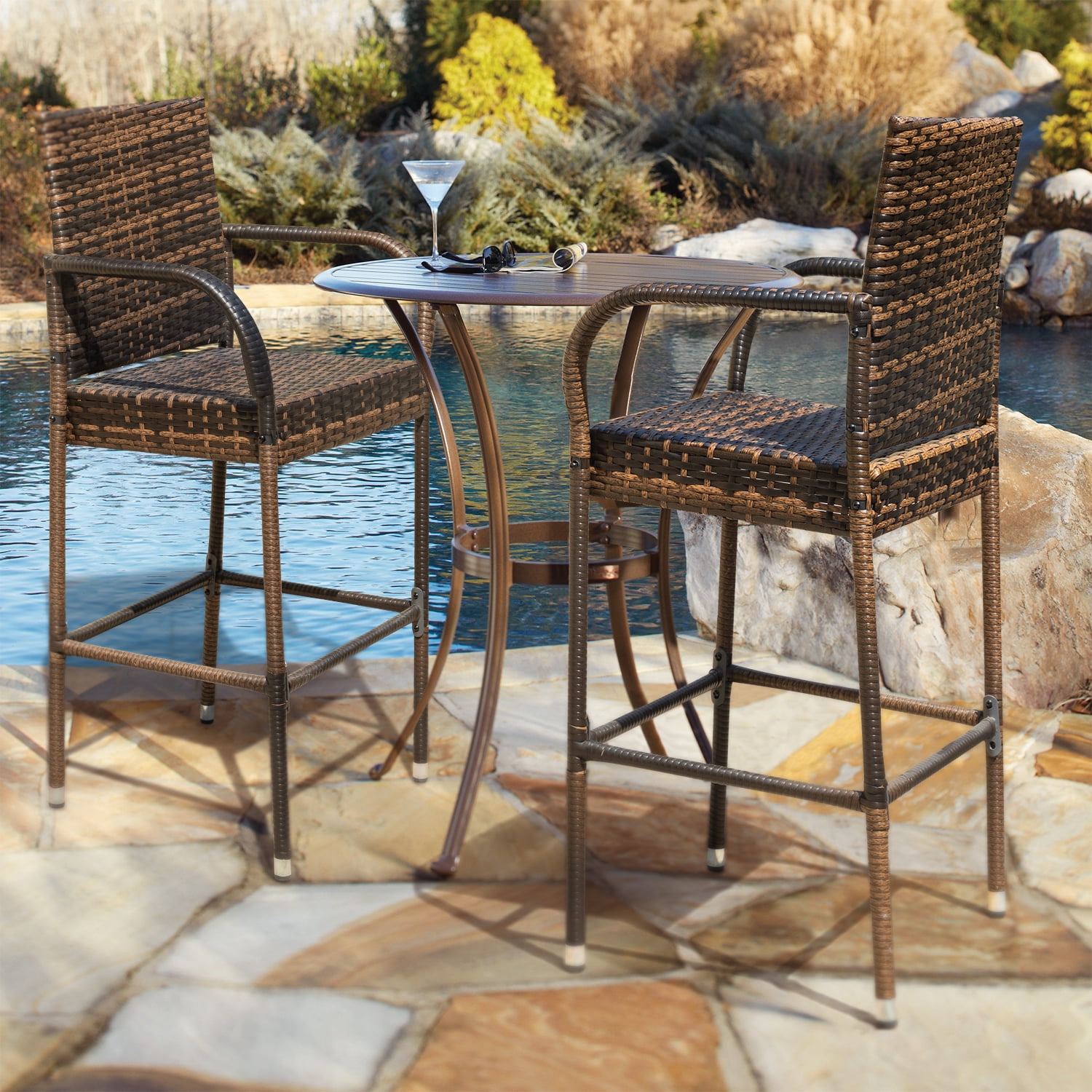Wicker bar stools outdoor sale