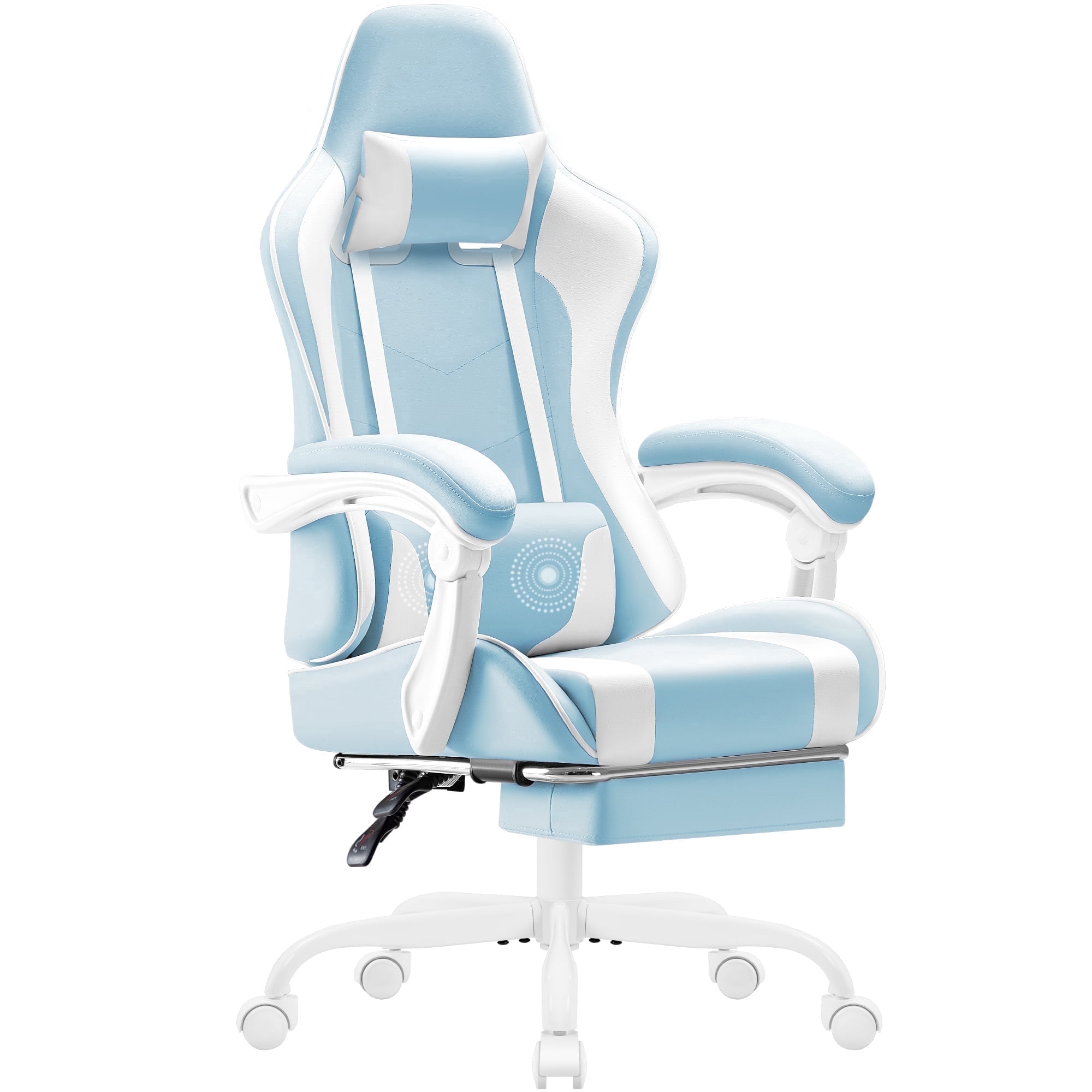 Homall  PU Leather Gaming Chair Massage Ergonomic Gamer Chair Height Adjustable Computer Chair with Footrest & Lumbar Support, Blue