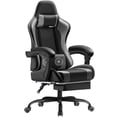 thumbnail image 1 of Homall  PU Leather Gaming Chair Massage Ergonomic Gamer Chair Height Adjustable Computer Chair with Footrest & Lumbar Support,Gray, 1 of 7