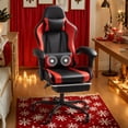 thumbnail image 1 of Homall  PU Leather Gaming Chair Massage Ergonomic Gamer Chair Height Adjustable Computer Chair with Footrest & Lumbar Support,Red, 1 of 10