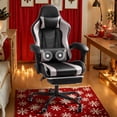 thumbnail image 1 of Homall PU Leather Gaming Chair Massage Ergonomic Gamer Chair Height Adjustable Computer Chair with Footrest & Lumbar Support, White, 1 of 10
