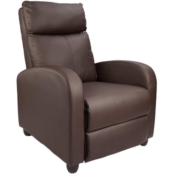 Walnew Brown PU Leather Single Sofa Recliner with Padded Seat and Backrest, Multi-Positions