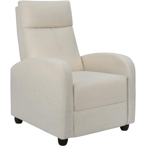 Walnew Single Recliner Thick Padded Push Back Fabric Recliner for Living Room, White
