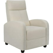 Walnew Single Recliner Thick Padded Push Back Fabric Recliner for Living Room, White