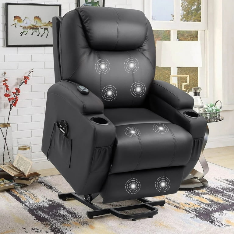 Lacoo Power Lift Recliner with Massage and Heat, Black Faux