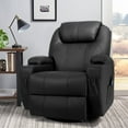 thumbnail image 1 of Lacoo Recliner Chair Executive Swivel Massage Recliner with PU Leather Single Living Room Sofa Seat with Huge Headrest and Thick Armrest , Black, 1 of 10