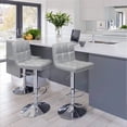 thumbnail image 1 of Lacoo Set of 2 Bar Stools Adjustable Swivel Armless Barstools with PU Leather, Sliver, 1 of 7