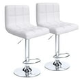 thumbnail image 1 of Lacoo Set of 2 Bar Stools Adjustable Swivel Armless Barstools with PU Leather, White, 1 of 6