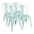 thumbnail image 1 of Lacoo Set of 4 Distressed Style Stackable Kitchen Dining Bistro Cafe Metal Chairs, Dream Blue, 1 of 7