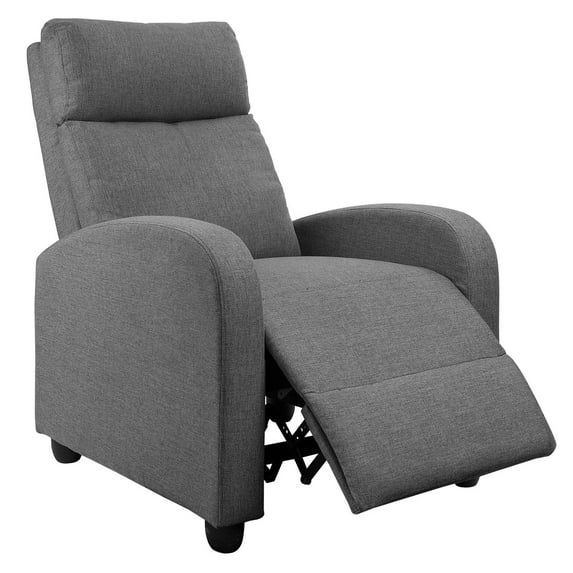 Lacoo Single Recliner, Thick Padded Push Back Recliner, Living Room, Fabric, Grey