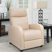 Walnew Single Recliner Thick Padded Push Back Recliner with Faux Leather, Beige