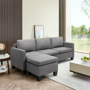 Lacoo Suede L-Shape Sectional Sofa Sofa for Living Room, Light Gray
