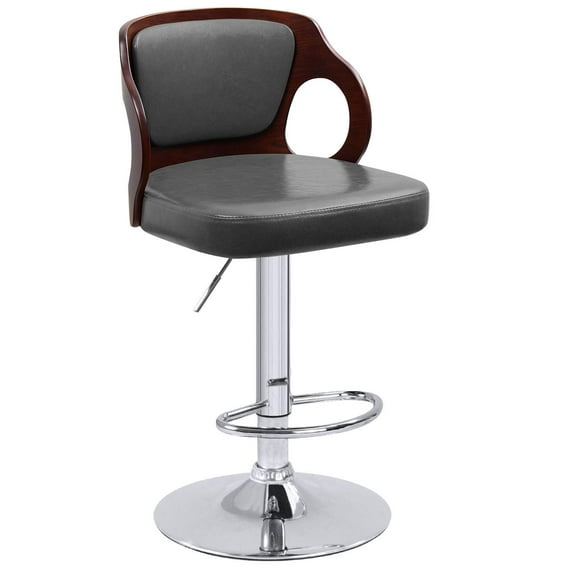Lacoo Walnut Bentwood Bar Stools with PU Leather ,Gray,1 Piece