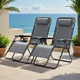 thumbnail image 1 of Lacoo Zero Gravity Chair Patio Outdoor Foldable Lawn Lounge Chair Reclining Chair with Adjustable Pillow Pack of 2, Gray, 1 of 8