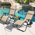 thumbnail image 1 of Lacoo Zero Gravity Chair Set with Table and Cup Holders Adjustable Lounge Chair for Poolside, Yard and Patio,Beige, 1 of 9